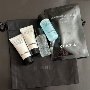 CHANEL Skincare and Makeup Collection With Black Drawstring Pouch